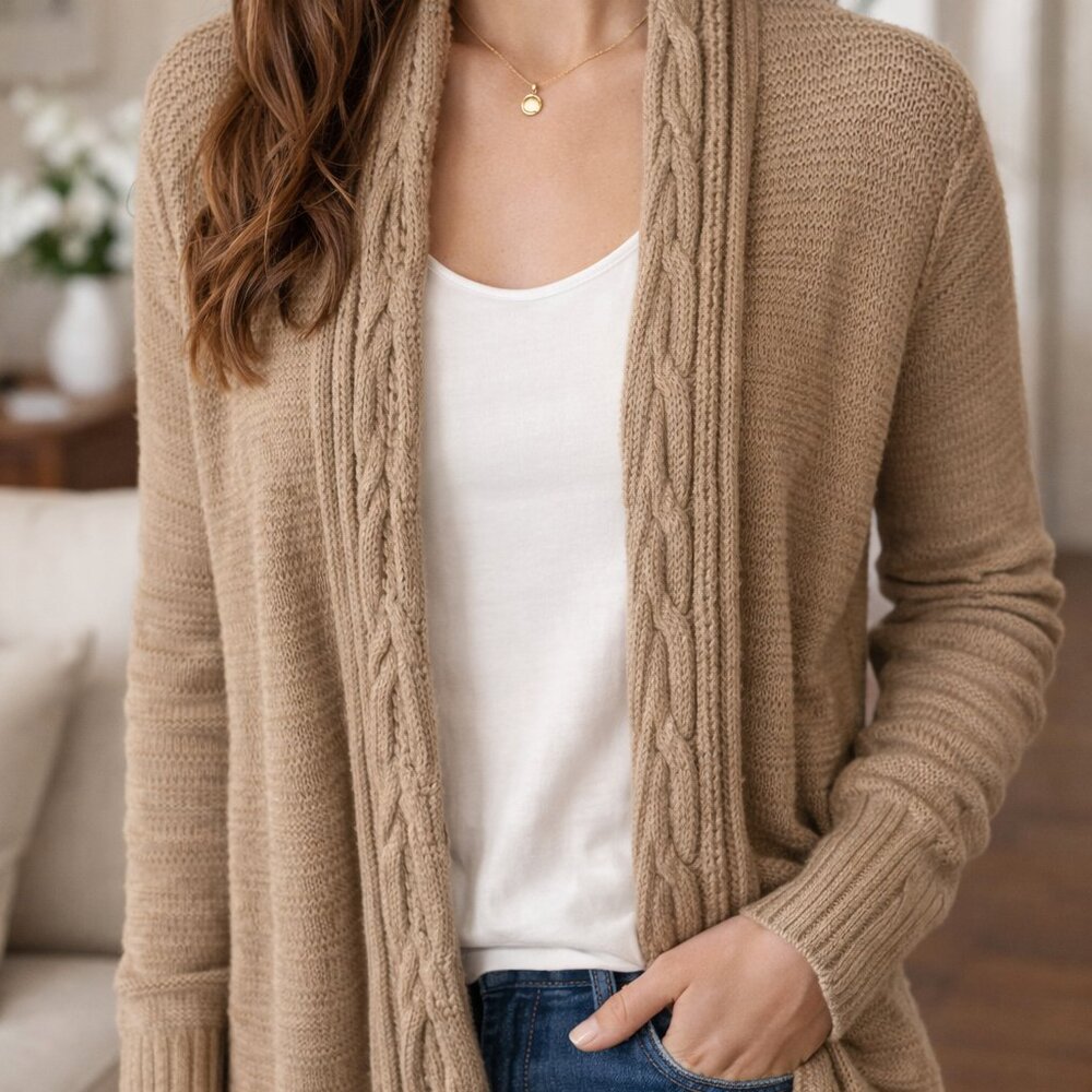 Ann Taylor Women's Taupe Knit Cardigan